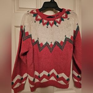 Birch Bros Pink, Green, White, Medium Sweater